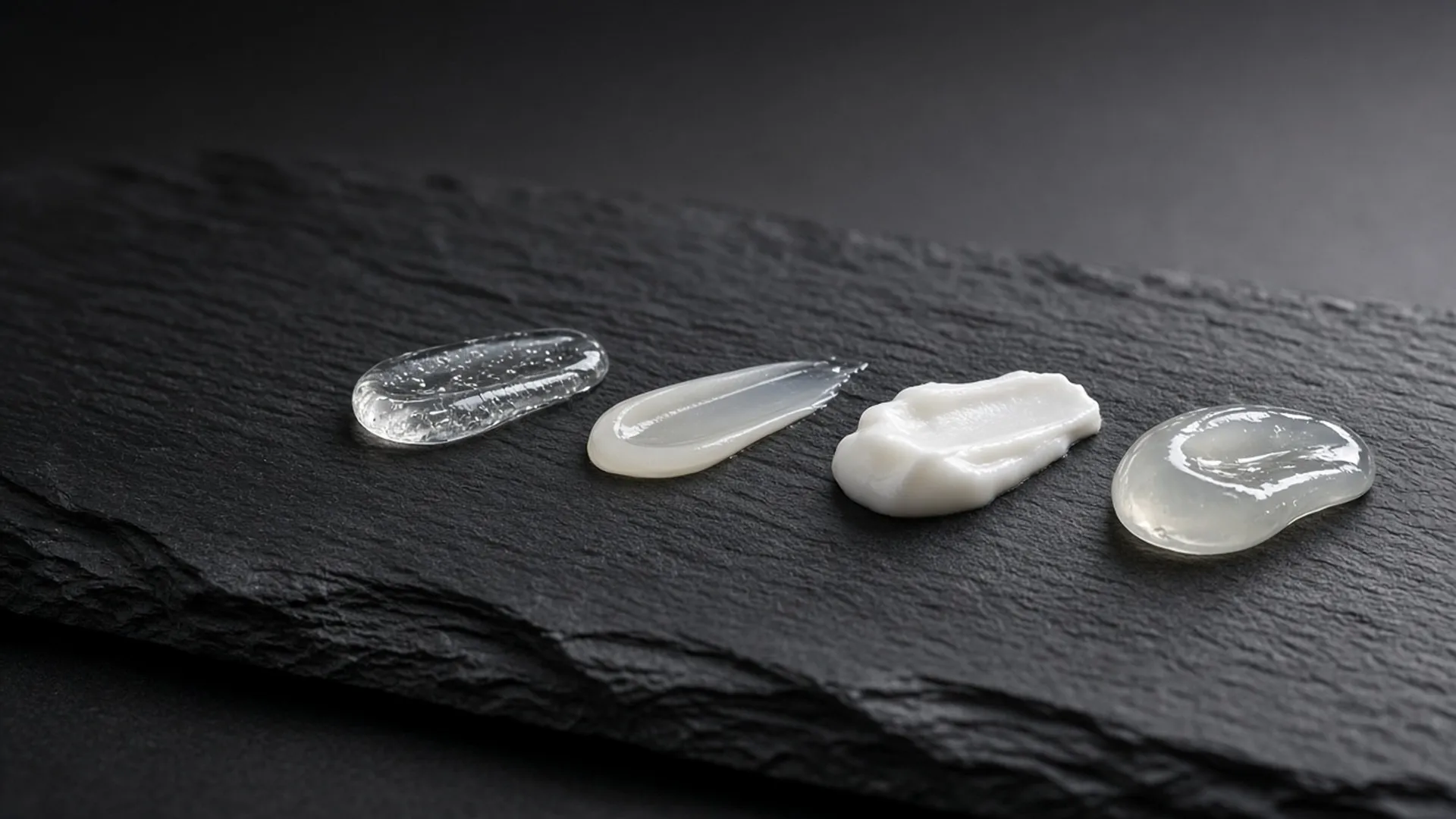 Four smears of texture on a slate board