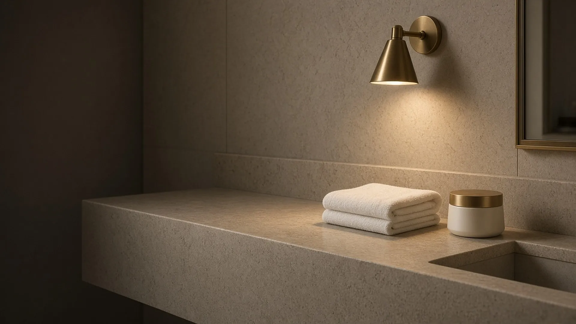 An open jar and a folded towel in evening light
