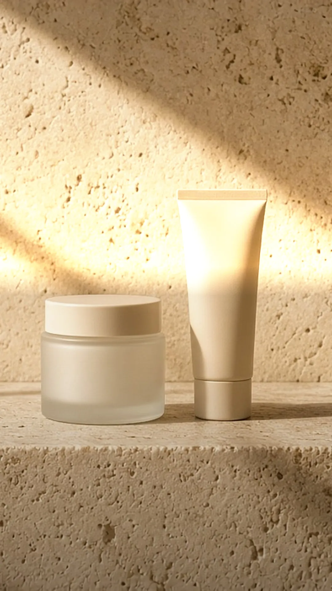 A frosted jar and a plain tube in window light